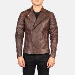 Men's Faisor Brown Leather Biker Jacket