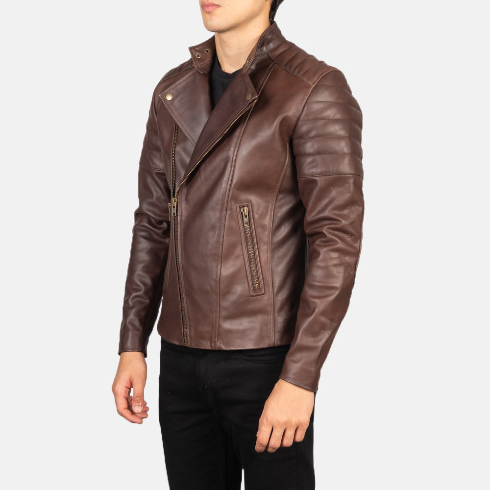 Men's Faisor Brown Leather Biker Jacket