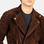 Men's Faisor Mocha Suede Leather Biker Jacket