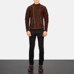 Men's Faisor Mocha Suede Leather Biker Jacket