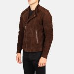 Men's Faisor Mocha Suede Leather Biker Jacket