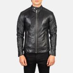 Men's Quilted Black Leather Biker Jacket