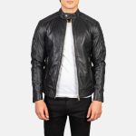Men's Quilted Black Leather Biker Jacket