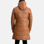 Men's Floyd Tan Hooded Leather Puffer Coat