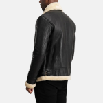 Men's Francis B-3 Black & Cream Leather Bomber Jacket