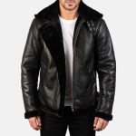 Men's Francis B-3 Black Leather Bomber Jacket