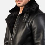 Men's Francis B-3 Black Leather Bomber Jacket