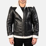 Men's Francis B-3 Black & White Leather Bomber Jacket