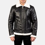 Men's Francis B-3 Black & White Leather Bomber Jacket