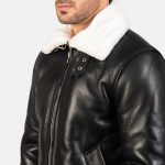 Men's Francis B-3 Black & White Leather Bomber Jacket