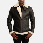 Men's Francis B-3 Brown & Cream Leather Bomber Jacket