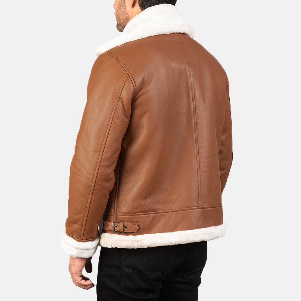 Men's Francis B-3 Brown Leather Bomber Jacket