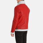 Men's Francis B-3 Red Leather Bomber Jacket