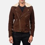 Men's Furton Mocha Suede Leather Biker Jacket