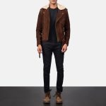 Men's Furton Mocha Suede Leather Biker Jacket