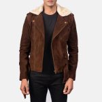 Men's Furton Mocha Suede Leather Biker Jacket