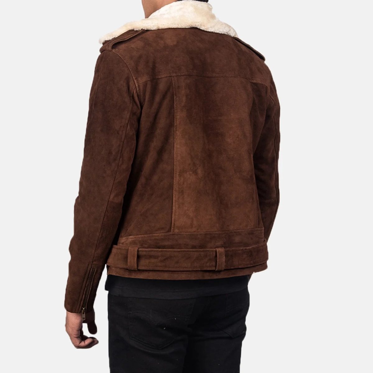 Men's Furton Mocha Suede Leather Biker Jacket