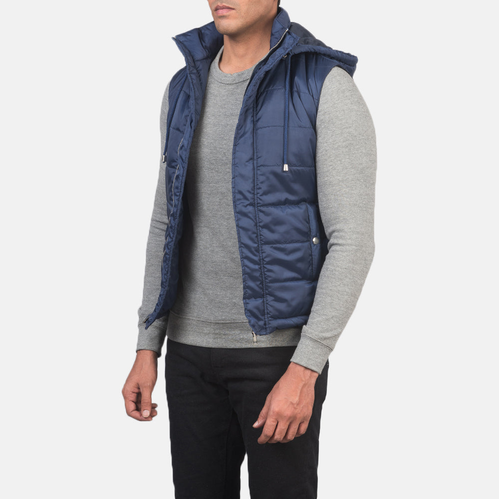 Men's Fuston Blue Hooded Puffer Vest