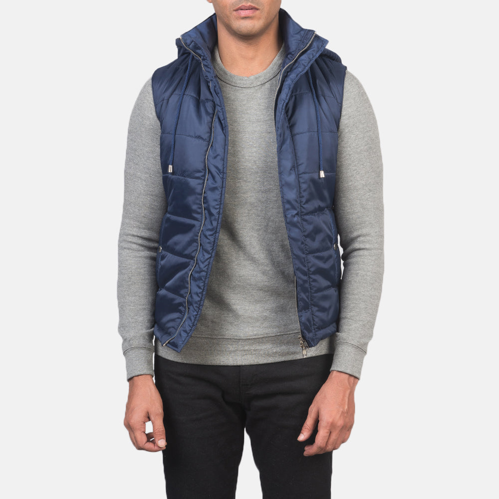 Men's Fuston Blue Hooded Puffer Vest