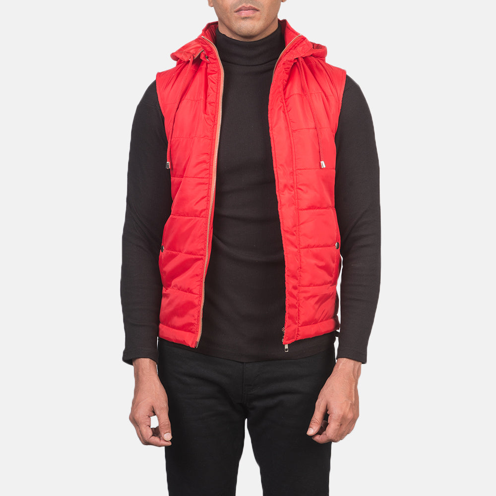 Men's Fuston Red Hooded Puffer Vest
