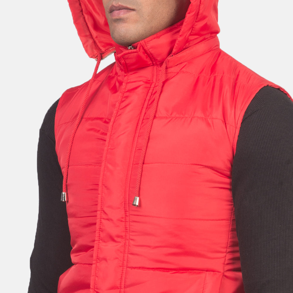 Men's Fuston Red Hooded Puffer Vest