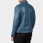 Men's Gatsby Blue Leather Biker Jacket