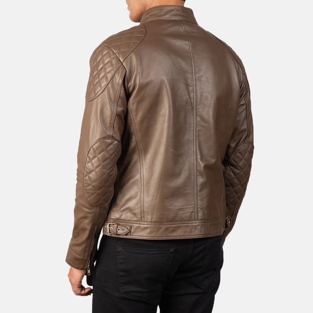 Men's Gatsby Mocha Leather Biker Jacket