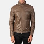 Men's Gatsby Mocha Leather Biker Jacket