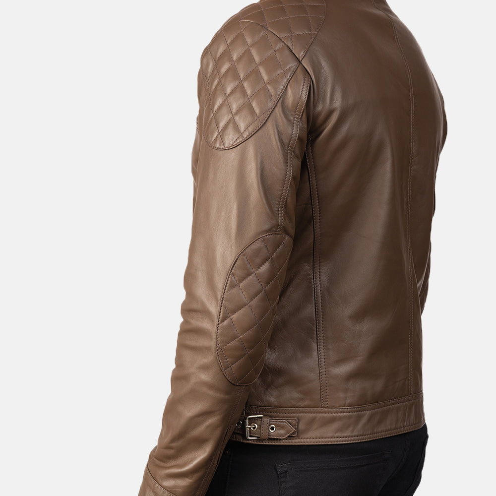Men's Gatsby Mocha Leather Biker Jacket