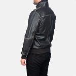 Men's Glen Street Black Leather Bomber Jacket
