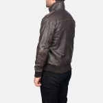 Men's Glen Street Brown Leather Bomber Jacket
