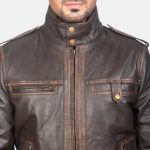 Men's Glen Street Brown Leather Bomber Jacket