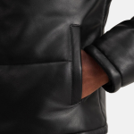 Men's Gordon Black Hooded Leather Puffer Jacket