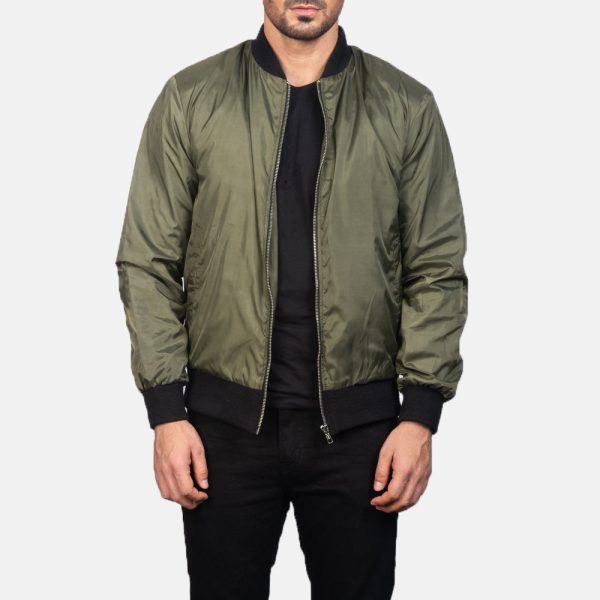 Men's Zack Green Bomber Satin Green Jacket
