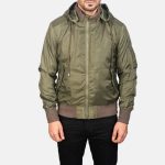 Men's Hanklin Ma-1 Green Hooded Bomber Jacket
