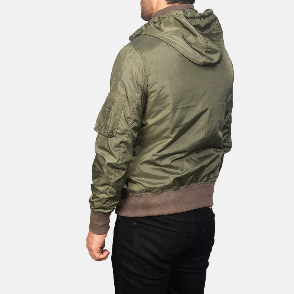 Men's Hanklin Ma-1 Green Hooded Bomber Jacket