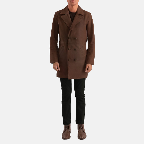 Men's Half Life Brown Leather Coat