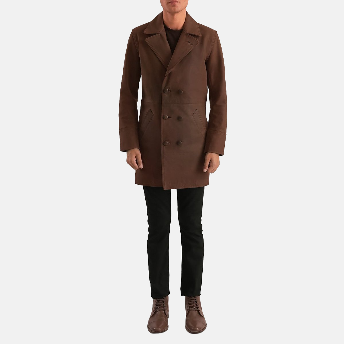 Men's Half Life Brown Leather Coat