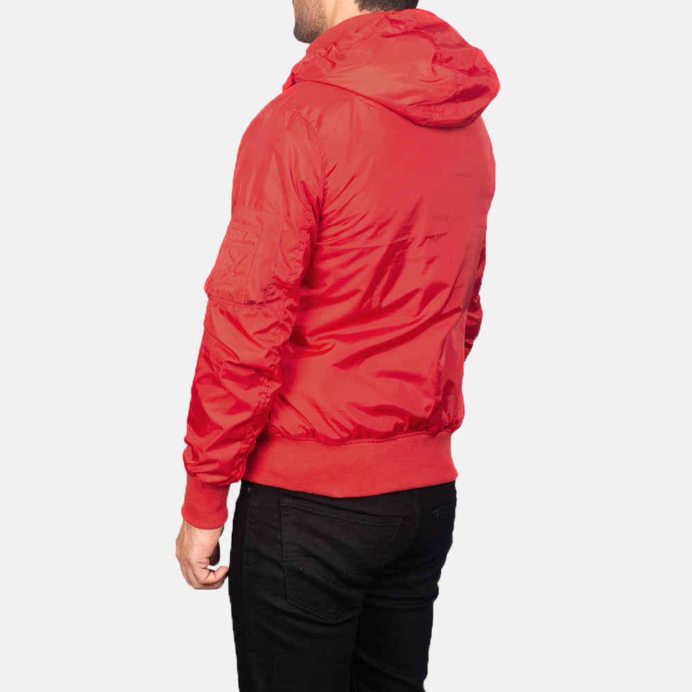 Men's Hanklin Ma-1 Red Hooded Bomber Jacket