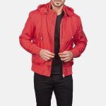 Men's Hanklin Ma-1 Red Hooded Bomber Jacket
