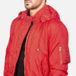 Men's Hanklin Ma-1 Red Hooded Bomber Jacket