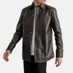 Men's Haven Brown Leather Shirt Style Jacket