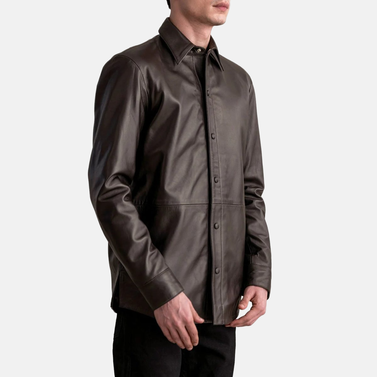 Men's Haven Brown Leather Shirt Style Jacket