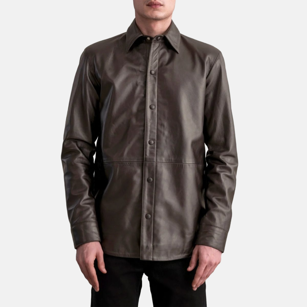 Men's Haven Brown Leather Shirt Style Jacket