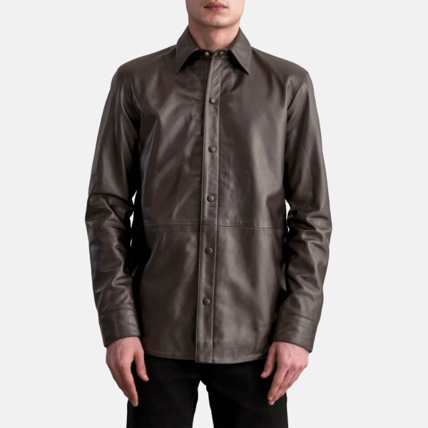 Men's Haven Brown Leather Shirt Style Jacket