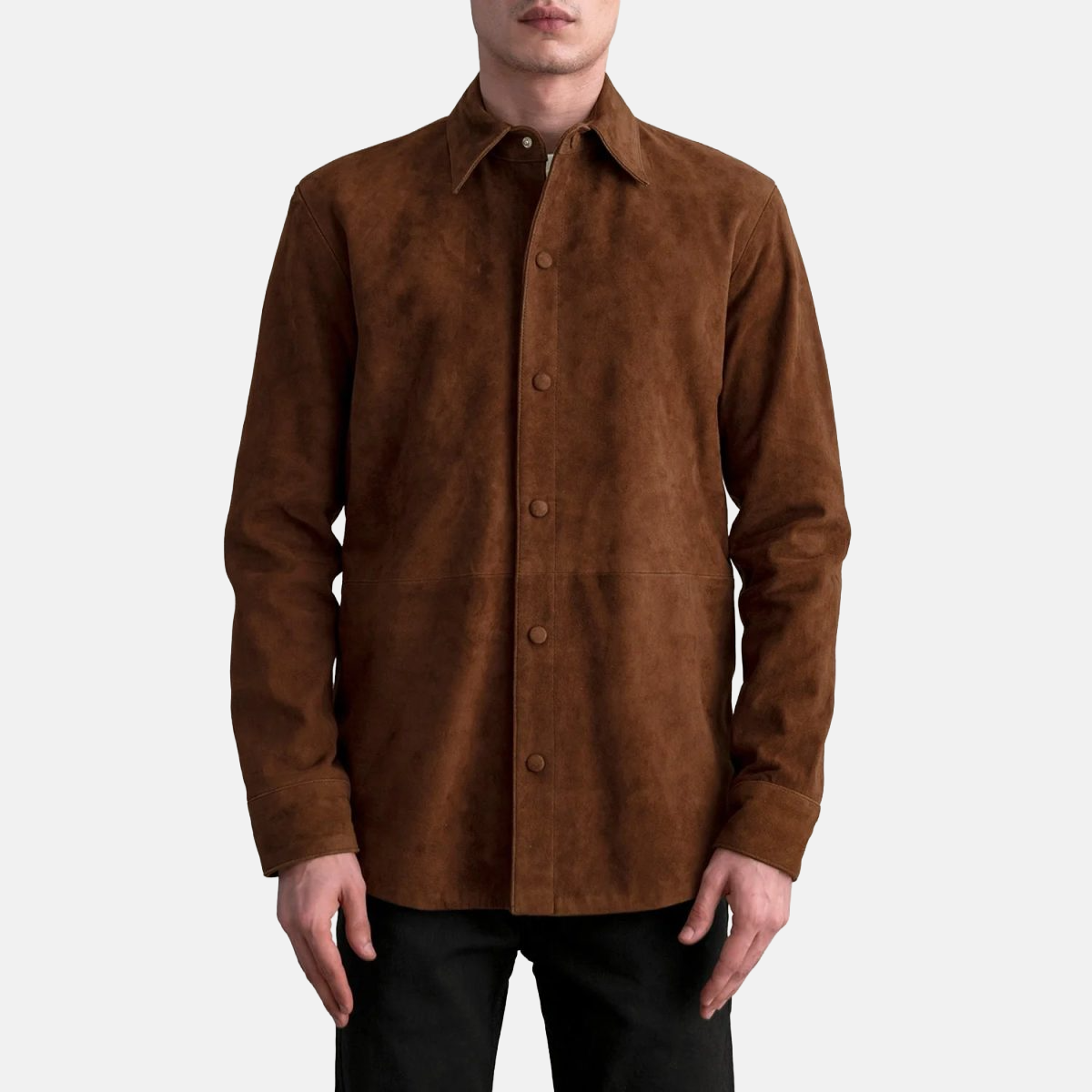 Men's Haven Brown Suede Leather Shirt style Jacket