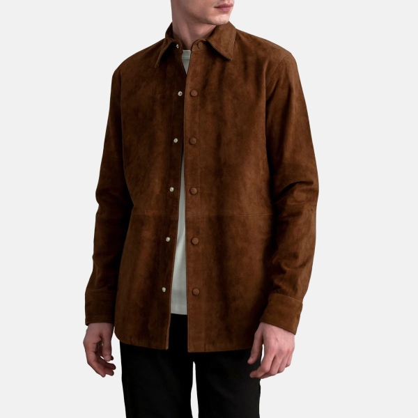 Men's Haven Brown Suede Leather Shirt style Jacket