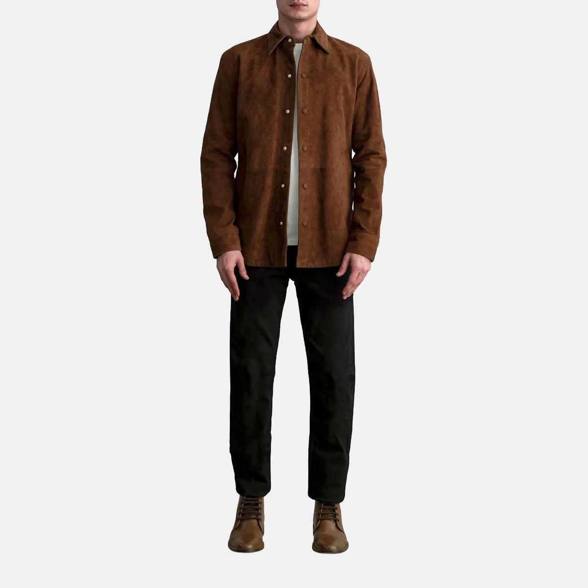 Men's Haven Brown Suede Leather Shirt style Jacket