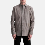 Men's Haven Grey Suede Leather Shirt Style Jacket
