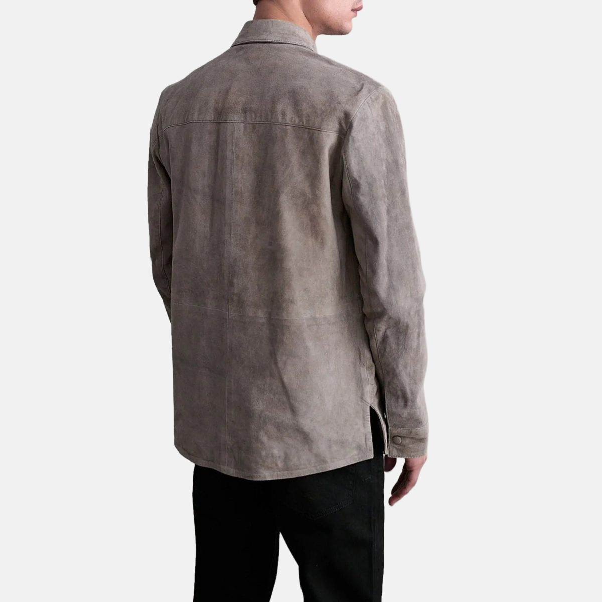 Men's Haven Grey Suede Leather Shirt Style Jacket